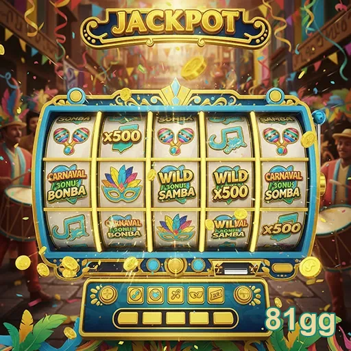 Imagem de uma máquina caça-níqueis jackpot no site 81gg, destacando a diversão e anúncios de prêmios.