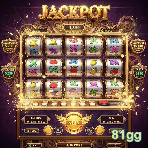 Máquina caça-níqueis jackpot do 81gg com símbolos vibrantes e linhas de pagamento lucrativas.